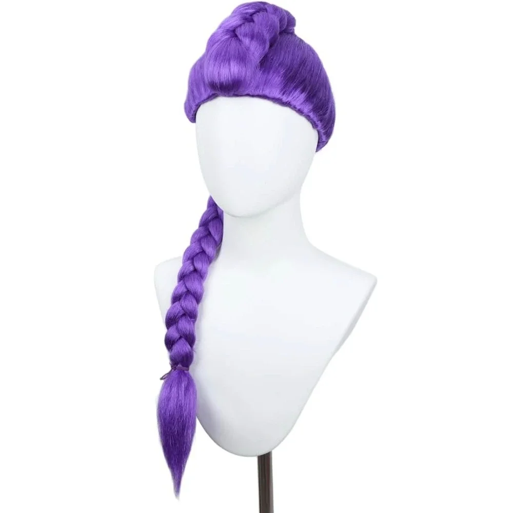 NWT Kids Long Purple Braided Wig Anime / KPop Cartoon Halloween Cosplay Costume